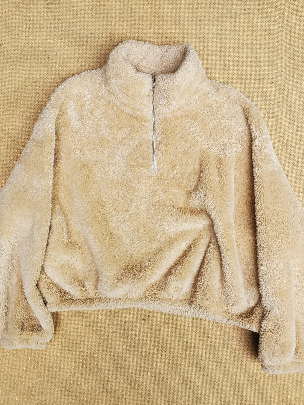 H&M Cream Sherpa Half-Zip Turtleneck Pullover